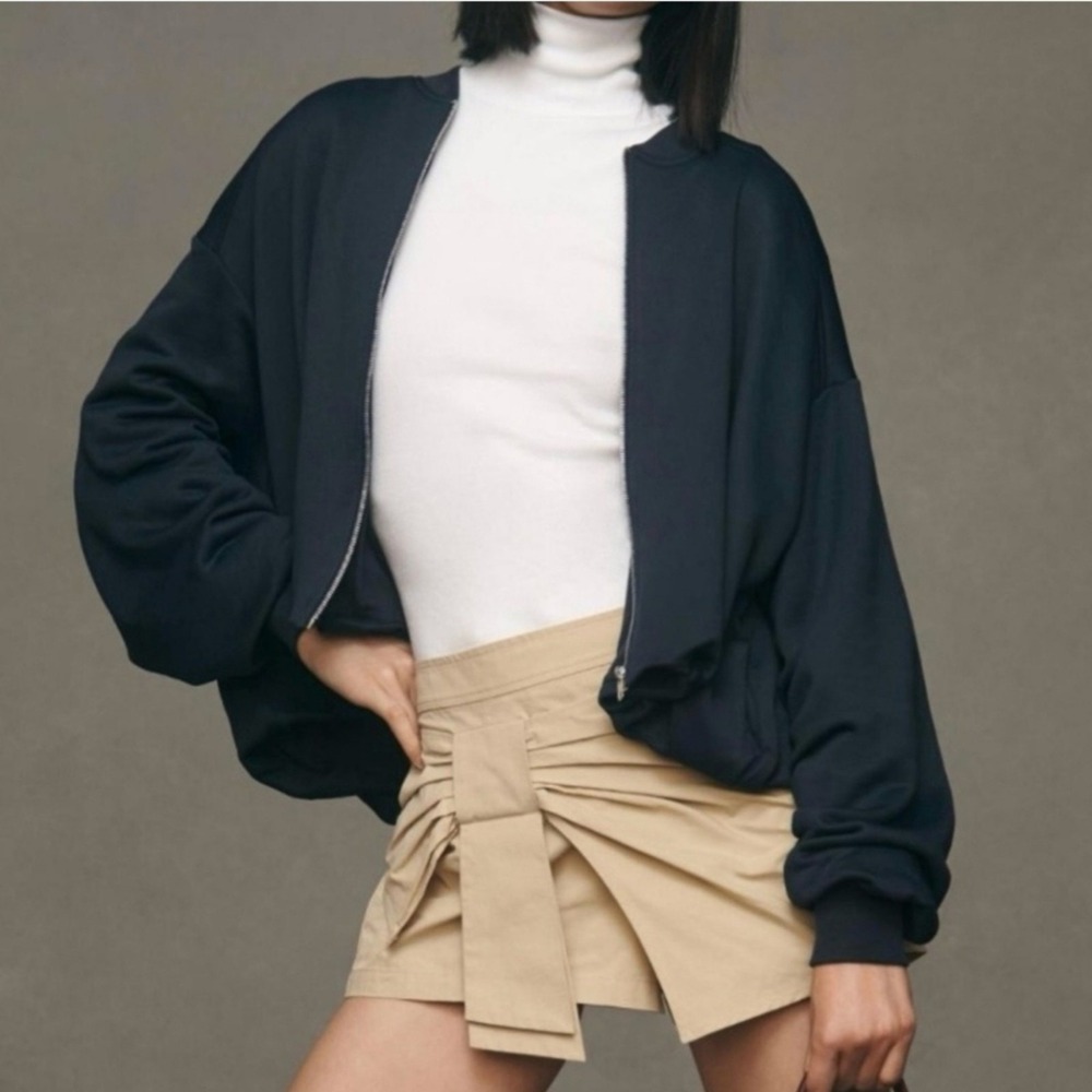 Pilcro Women's Jacket NAVY Bubble Bomber Jacket Oversized Fit XXS/XS